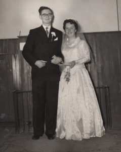Photograph of the wedding of Mark Pattern and Olive Petch.